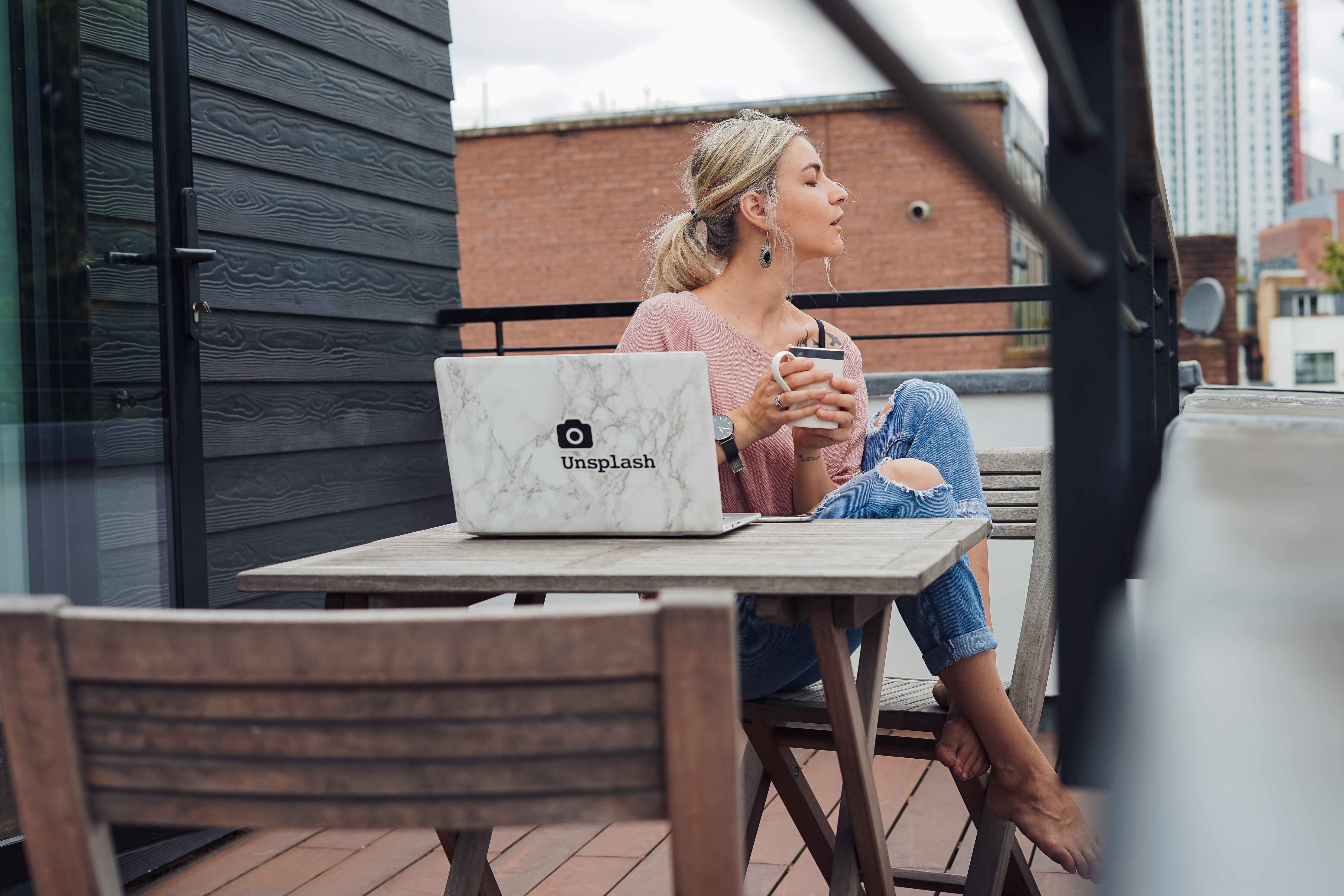 woman sipping coffee