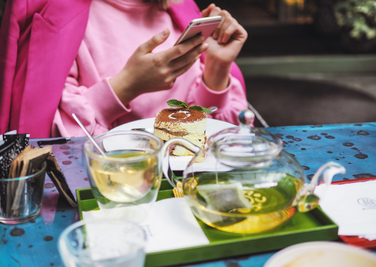 woman using social media